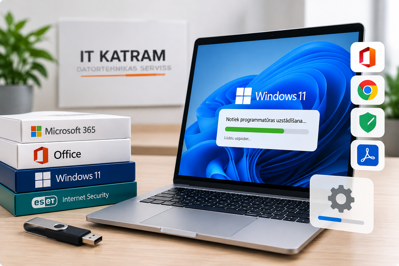 Programmatūras un Windows 11 uzstādīšana IT KATRAM datorservisā